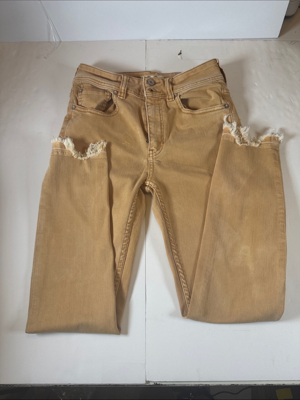 We The Free Men's Slim Frayed Hem Jeans in Camel